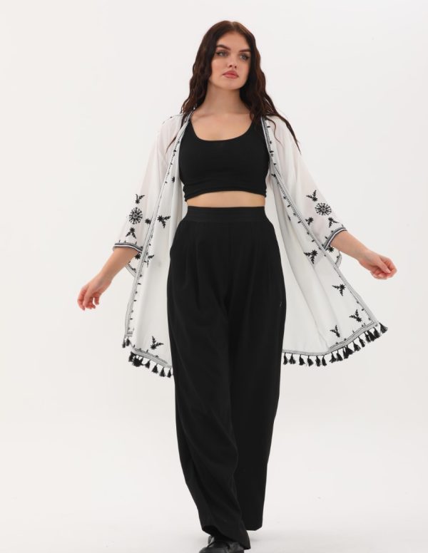 Nakış ve Püskül Detaylı Kimono