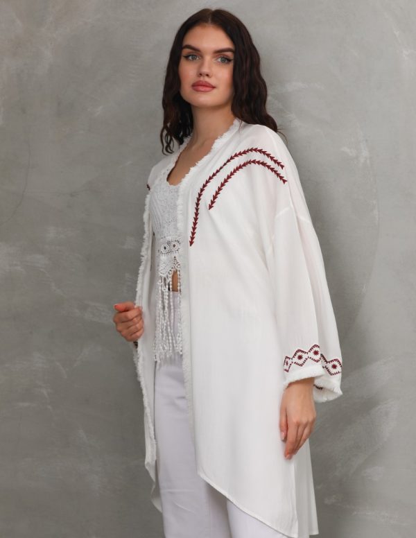 Nakış ve Püskül Detaylı Uzun Kimono