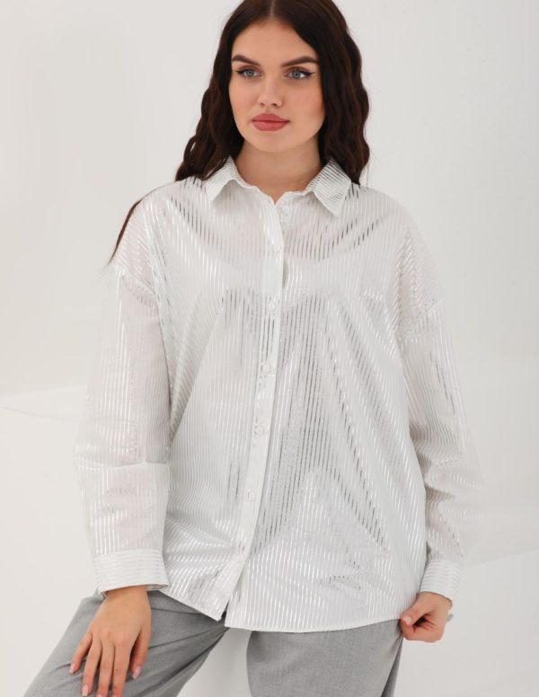 Çizgi Varak Desenli Gömlek