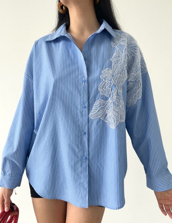 Çizgili Aplike Gömlek