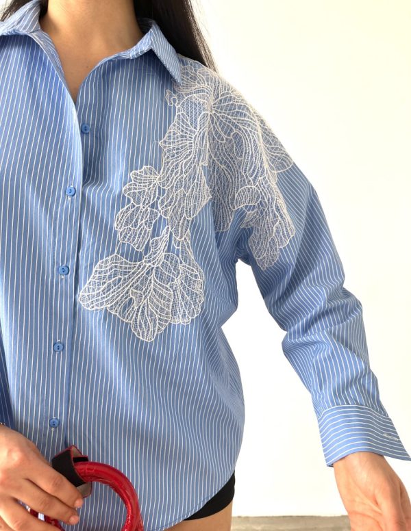 Çizgili Aplike Gömlek